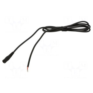 Cable | 2x0.5mm2 | wires,DC 5,5/2,1 socket | straight | black | 1.5m