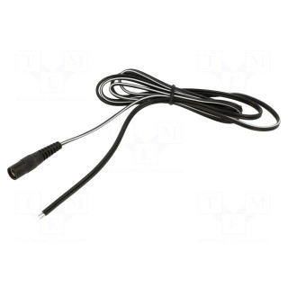 Cable | 2x0.5mm2 | wires,DC 5,5/2,1 socket | straight | black | 1.5m