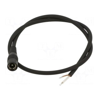 Cable | 1x0.5mm2 | wires,DC 5,5/2,1 socket | straight | black | 2m