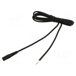 Cable | 1x0.75mm2 | wires,DC 5,5/2,1 socket | straight | black | 1.5m