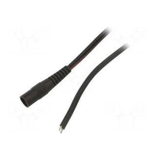 Cable | 2x0.75mm2 | wires,DC 5,5/2,1 socket | straight | black | 1.5m