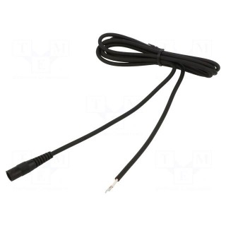 Cable | 1x0.75mm2 | wires,DC 5,5/2,1 socket | straight | black | 2m