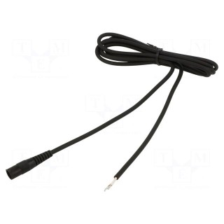 Cable | 1x0.75mm2 | wires,DC 5,5/2,1 socket | straight | black | 3m
