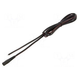 Cable | 2x0.75mm2 | wires,DC 5,5/2,1 socket | straight | black | 3m