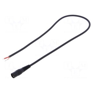 Cable | 1x1mm2 | wires,DC 5,5/2,1 socket | straight | black | 0.5m