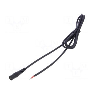 Cable | 1x1mm2 | wires,DC 5,5/2,1 socket | straight | black | 1.5m