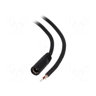 Cable | wires,DC 5,5/2,1 socket | straight | 1mm2 | black | 1.5m