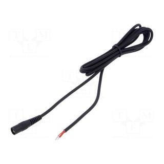 Cable | 1x1mm2 | wires,DC 5,5/2,1 socket | straight | black | 2m