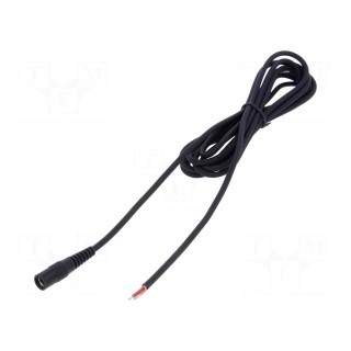 Cable | 1x1mm2 | wires,DC 5,5/2,1 socket | straight | black | 3m