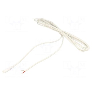 Cable | 1x1mm2 | wires,DC 5,5/2,1 socket | straight | white | 5m