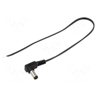 Cable | 2x0.35mm2 | wires,DC 5,5/2,5 plug | angled | black | 0.25m