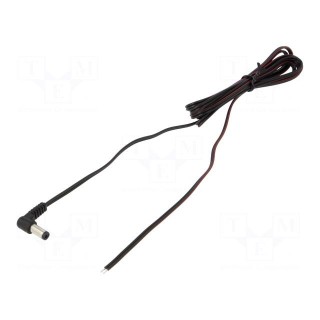 Cable | 2x0.35mm2 | wires,DC 5,5/2,5 plug | angled | black | 1.5m