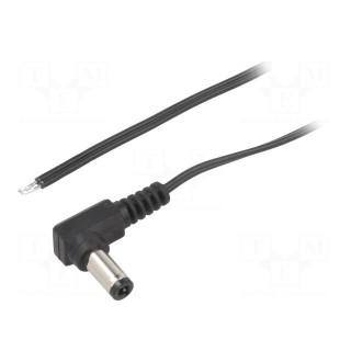 Cable | 2x0.35mm2 | wires,DC 5,5/2,5 plug | angled | black | 1.5m