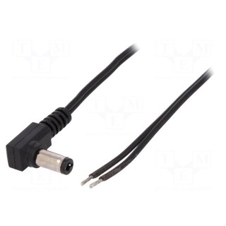 Cable | wires,DC 5,5/2,5 plug | angled | 0.5mm2 | black | 0.23m