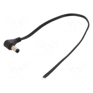 Cable | 2x0.5mm2 | wires,DC 5,5/2,5 plug | angled | black | 0.25m