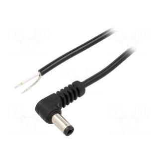 Cable | 1x0.5mm2 | wires,DC 5,5/2,5 plug | angled | black | 0.5m