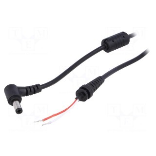 Cable | wires,DC 5,5/2,5 plug | angled | 0.5mm2 | black | 1.2m