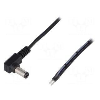 Cable | 2x0.5mm2 | wires,DC 5,5/2,5 plug | angled | black | 1.46m