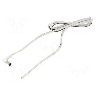 Cable | 2x0.5mm2 | wires,DC 5,5/2,5 plug | angled | white | 1.5m