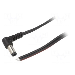 Cable | 2x0.75mm2 | wires,DC 5,5/2,5 plug | angled | black | 0.5m