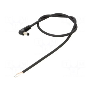 Cable | 1x0.75mm2 | wires,DC 5,5/2,5 plug | angled | black | 0.5m