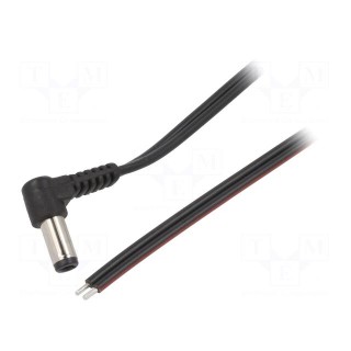 Cable | 2x0.75mm2 | wires,DC 5,5/2,5 plug | angled | black | 1.5m