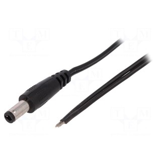 Cable | wires,DC 5,5/2,5 plug | straight | 0.5mm2 | black | 0.23m
