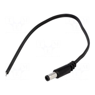 Cable | wires,DC 5,5/2,5 plug | straight | 0.5mm2 | black | 0.2m