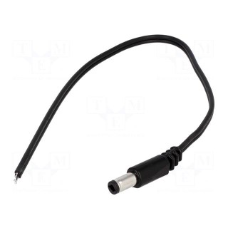 Cable | wires,DC 5,5/2,5 plug | straight | 0.5mm2 | black | 1.5m