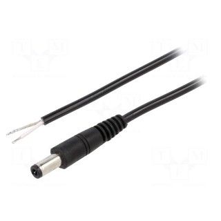 Cable | 1x0.5mm2 | wires,DC 5,5/2,5 plug | straight | black | 1.5m