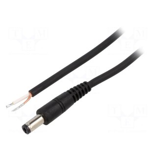 Cable | 1x0.75mm2 | wires,DC 5,5/2,5 plug | straight | black | 0.5m