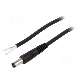 Cable | 1x0.75mm2 | wires,DC 5,5/2,5 plug | straight | black | 1.5m