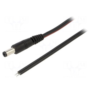 Cable | 2x0.75mm2 | wires,DC 5,5/2,5 plug | straight | black | 1.5m
