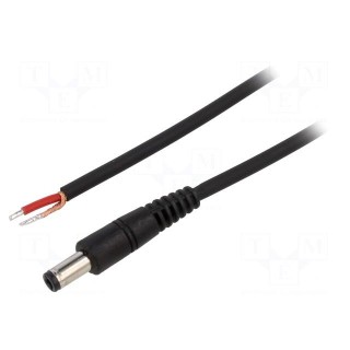 Cable | 1x1mm2 | wires,DC 5,5/2,5 plug | straight | black | 0.5m