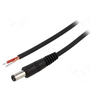 Cable | 1x1mm2 | wires,DC 5,5/2,5 plug | straight | black | 1.5m