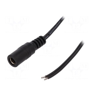 Cable | wires,DC 5,5/2,5 socket | straight | 0.5mm2 | black | 0.23m