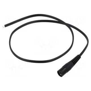 Cable | 2x0.5mm2 | wires,DC 5,5/2,5 socket | straight | black | 0.5m