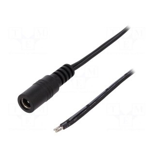 Cable | wires,DC 5,5/2,5 socket | straight | 0.5mm2 | black | 1.46m