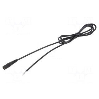 Cable | 1x0.5mm2 | wires,DC 5,5/2,5 socket | straight | black | 2m