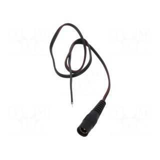 Cable | 2x0.75mm2 | wires,DC 5,5/2,5 socket | straight | black | 0.5m