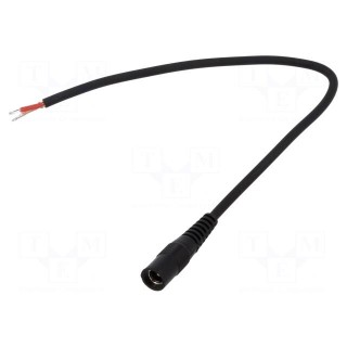 Cable | 1x1mm2 | wires,DC 5,5/2,5 socket | straight | black | 0.25m