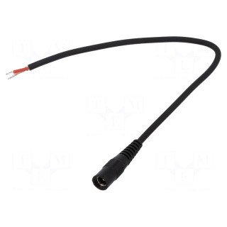 Cable | 1x1mm2 | wires,DC 5,5/2,5 socket | straight | black | 0.5m