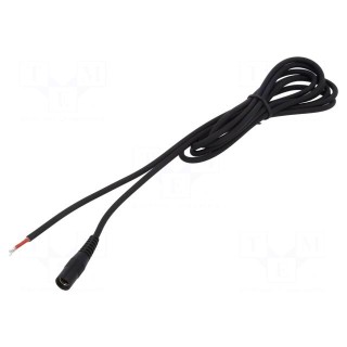 Cable | 1x1mm2 | wires,DC 5,5/2,5 socket | straight | black | 2m