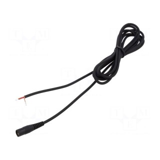 Cable | 1x1mm2 | wires,DC 5,5/2,5 socket | straight | black | 3m