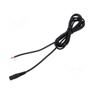 Cable | 1x1mm2 | wires,DC 5,5/2,5 socket | straight | black | 5m
