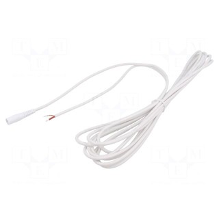 Cable | 1x1mm2 | wires,DC 5,5/2,5 socket | straight | white | 2m