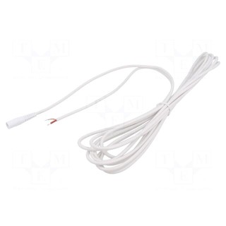 Cable | 1x1mm2 | wires,DC 5,5/2,5 socket | straight | white | 3m