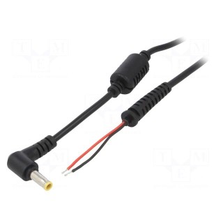 Cable | 2x0.5mm2 | wires,DC 5,5/3,0 plug | straight | black | 1.2m