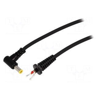 Cable | wires,DC 5,5/3,0CP plug | angled | 1mm2 | black | 1.5m