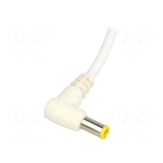 Cable | wires,DC 5,5/3,0CP plug | angled | 1mm2 | white | 1.5m